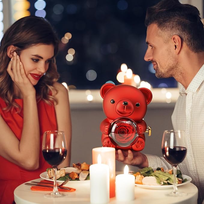 Cute Teddy Bear with Preserved Rose The Perfect Romantic Gift for Every Occasion