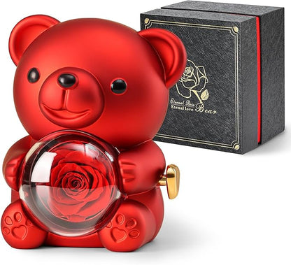 Cute Teddy Bear with Preserved Rose The Perfect Romantic Gift for Every Occasion