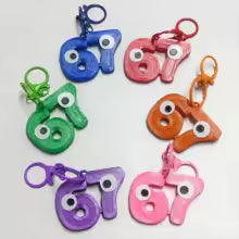 Søt 67-nøkkelring med øyne